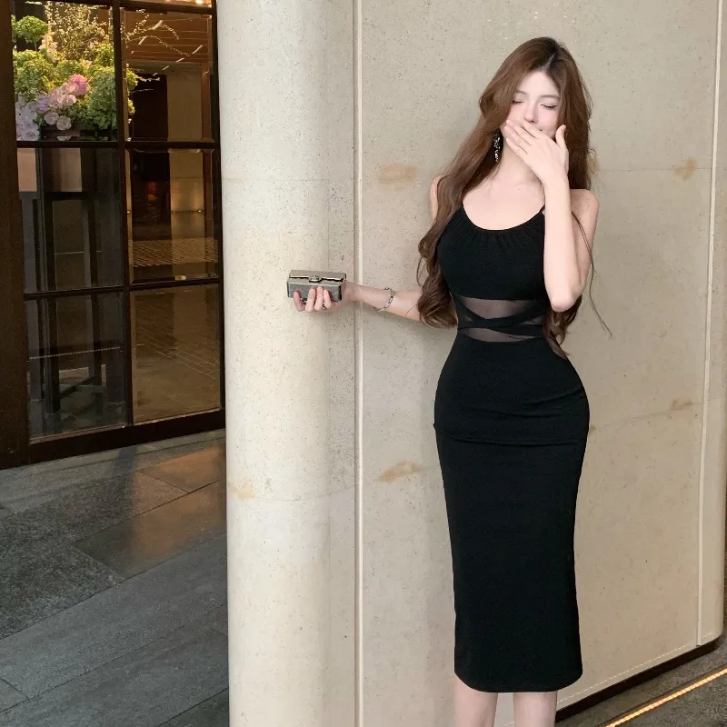 GUOZHEN Slip Dresses Women's Black-2