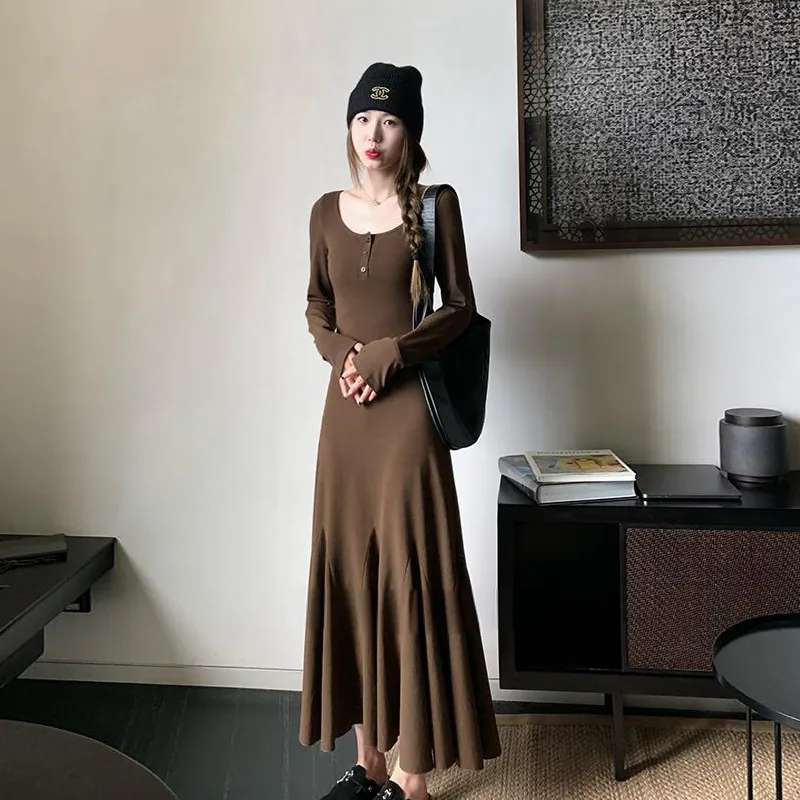 GUOZHEN Long Sleeved Dress Women's-8