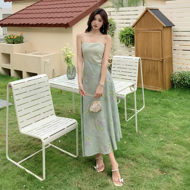 GUOZHEN Slip Dresses Women's Green-2
