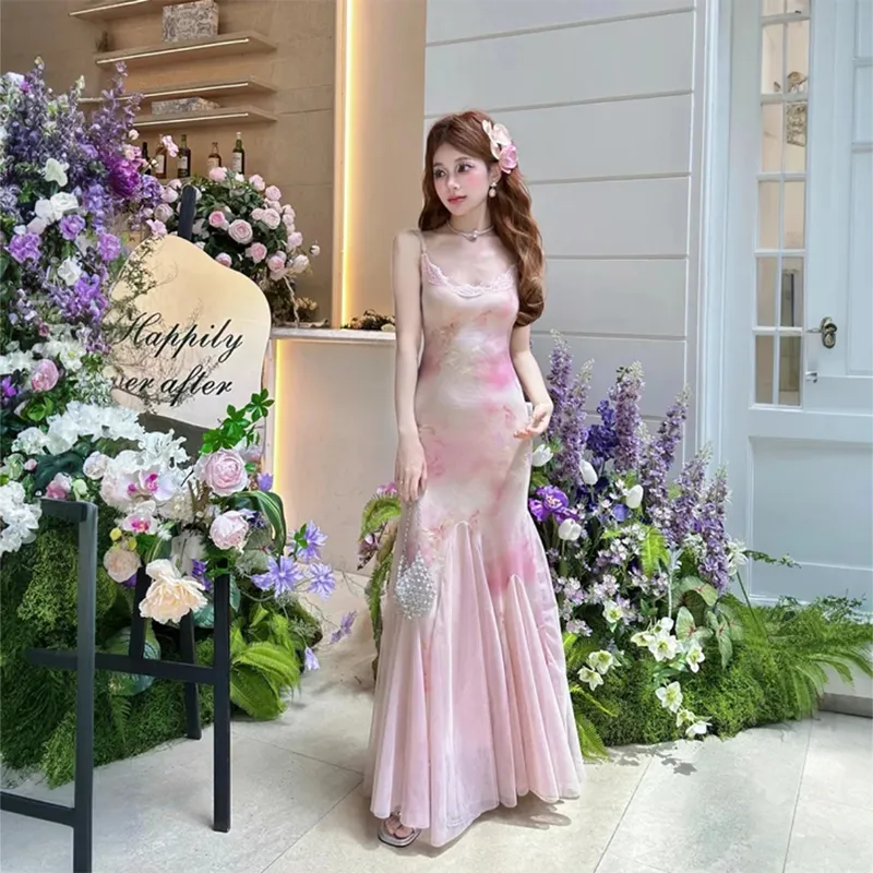 GUOZHEN Slip Dresses Women's Pink-2