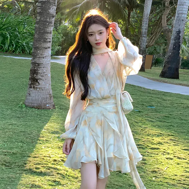 GUOZHEN Long Sleeved Dress Women's-4