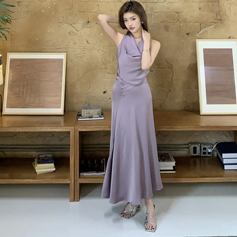 GUOZHEN Slip Dresses Women's Purple-2