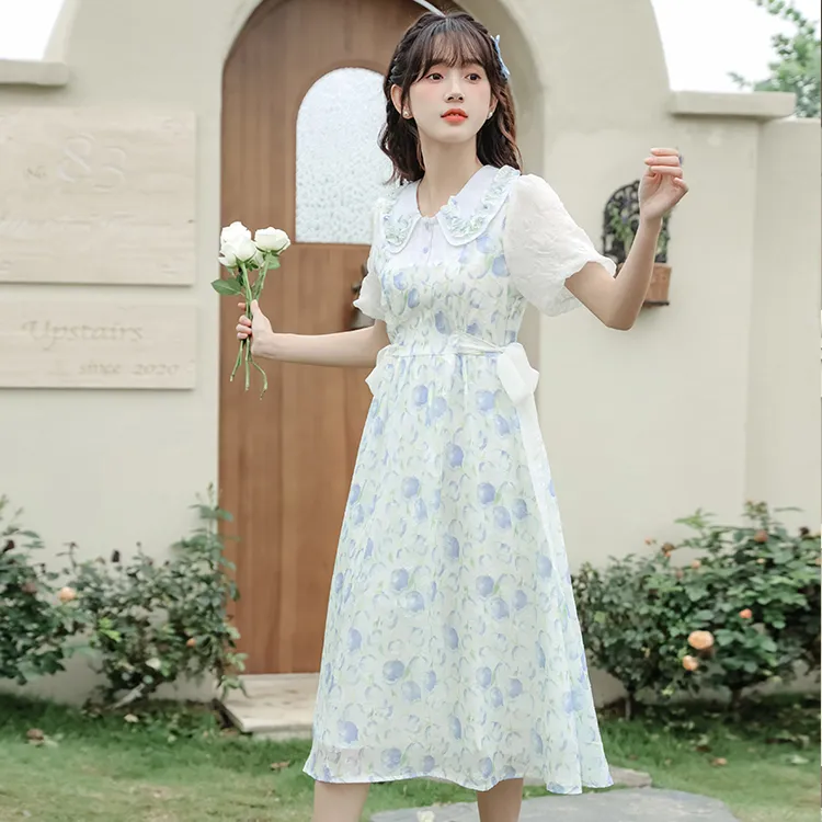 GUOZHEN Short Sleeved Dress Women's-3