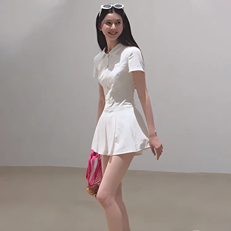 GUOZHEN Short Sleeved Dress Women's-4