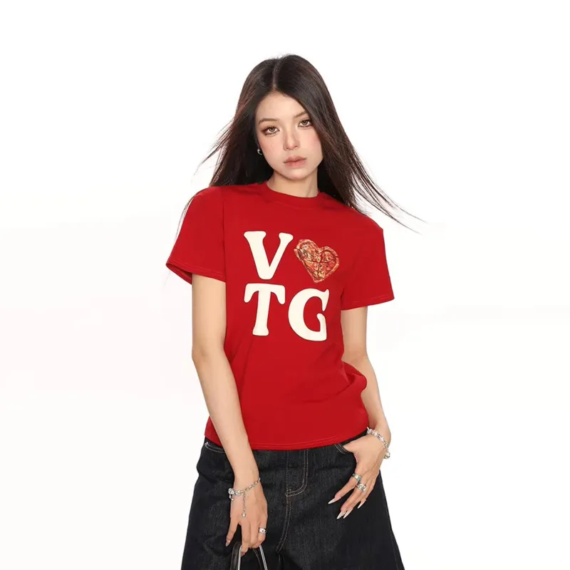 GUOZHEN Drop Shoulder Sleeve T Shirt Women's-7