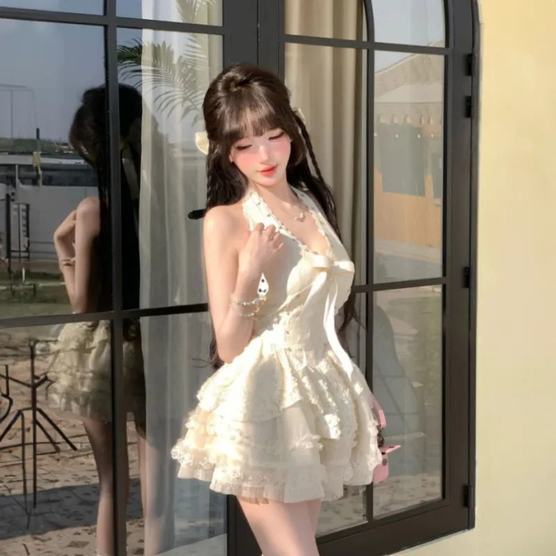 GUOZHEN Slip Dress Women's White-3