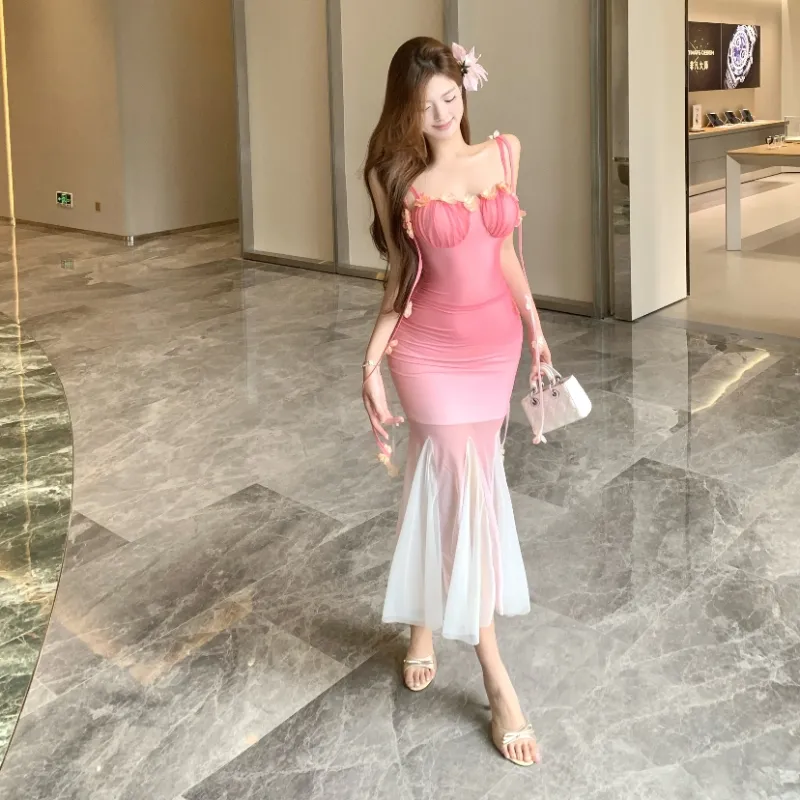 GUOZHEN Slip Dresses Women's Pink-2