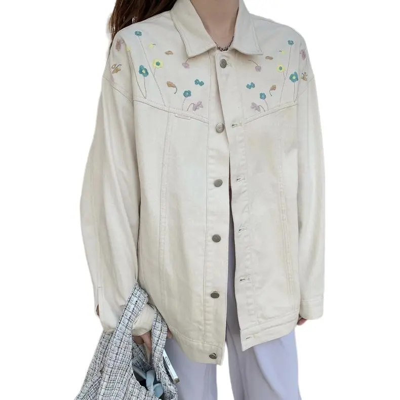 GUOZHEN Denim Jackets Women's Ecru-3