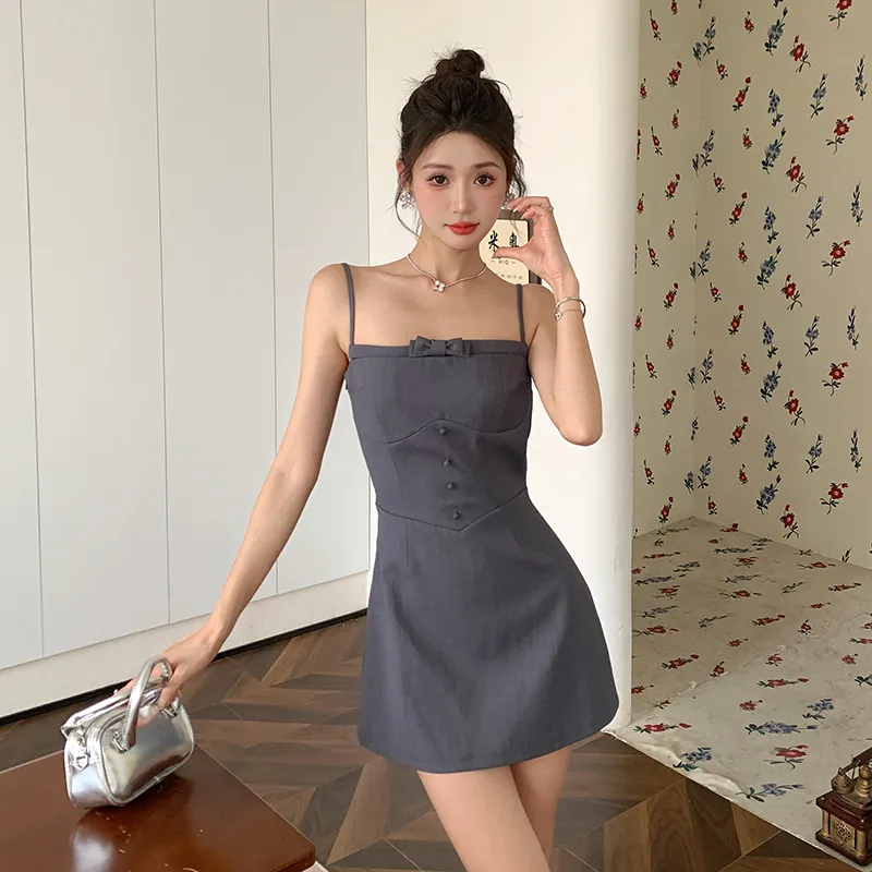 GUOZHEN Slip Dresses Women's Gray-2