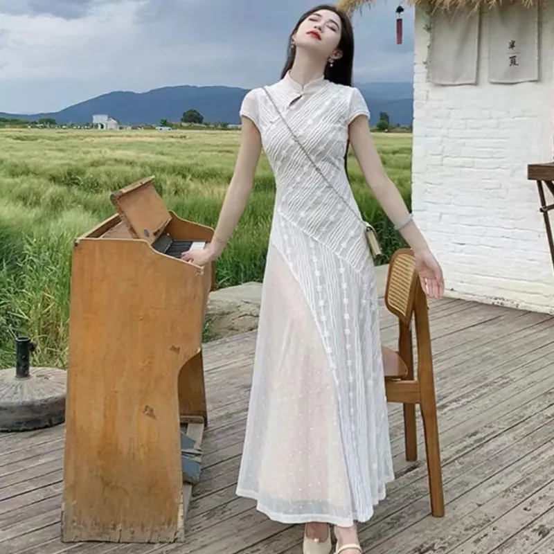 GUOZHEN Short Sleeved Dress Women's-3