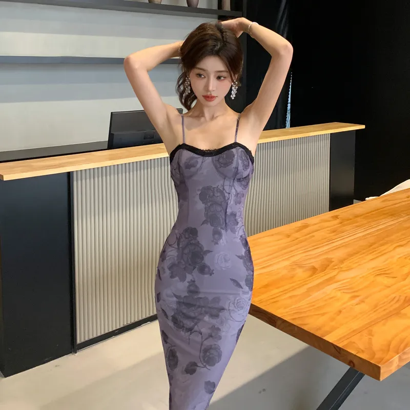 GUOZHEN Slip Dresses Women's Smoky Purple-3