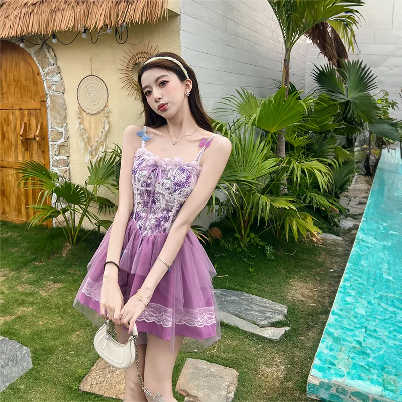 GUOZHEN Slip Dresses Women's Purple-5