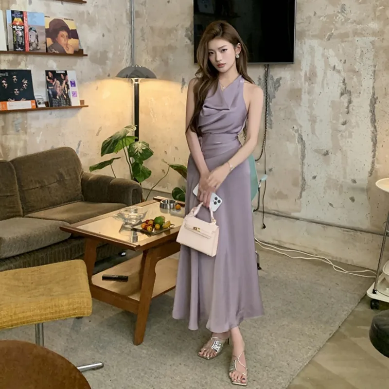 GUOZHEN Slip Dresses Women's Purple-3