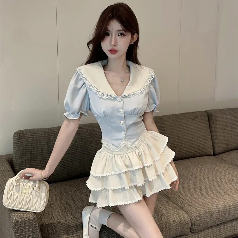 GUOZHEN Two Piece Skirt Sets Women's-3