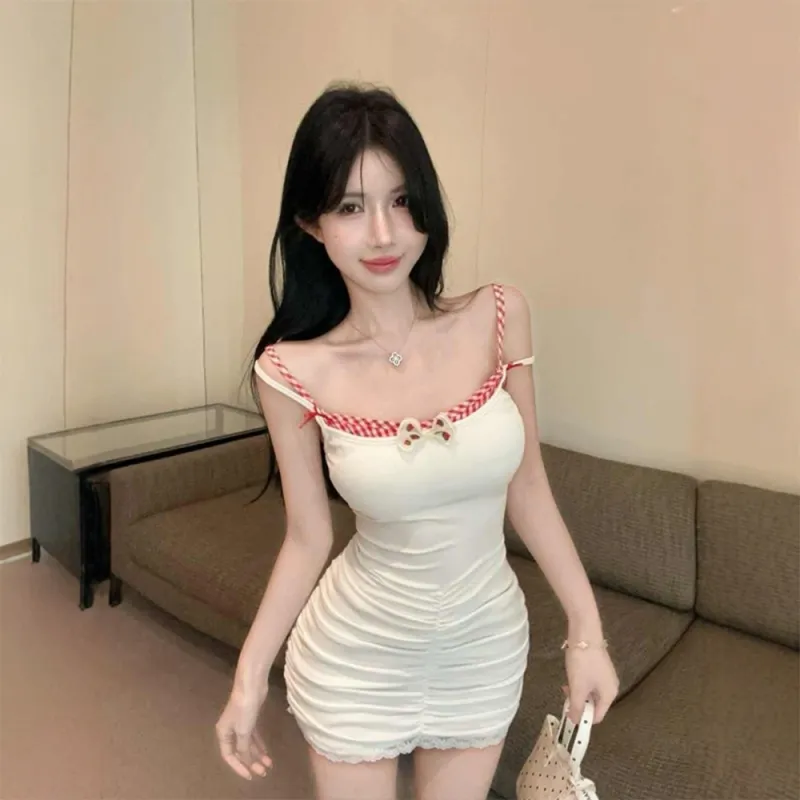 GUOZHEN Slip Dresses Women's White-1