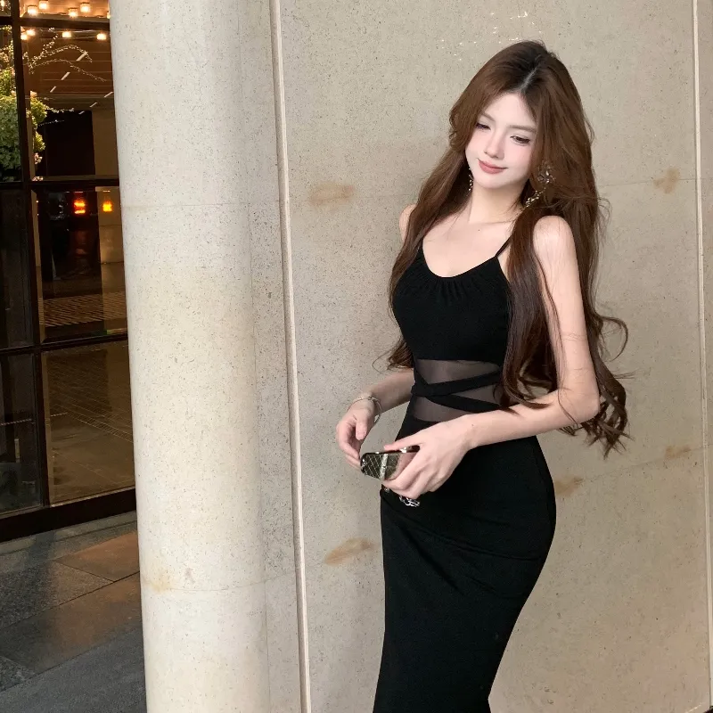 GUOZHEN Slip Dresses Women's Black-1