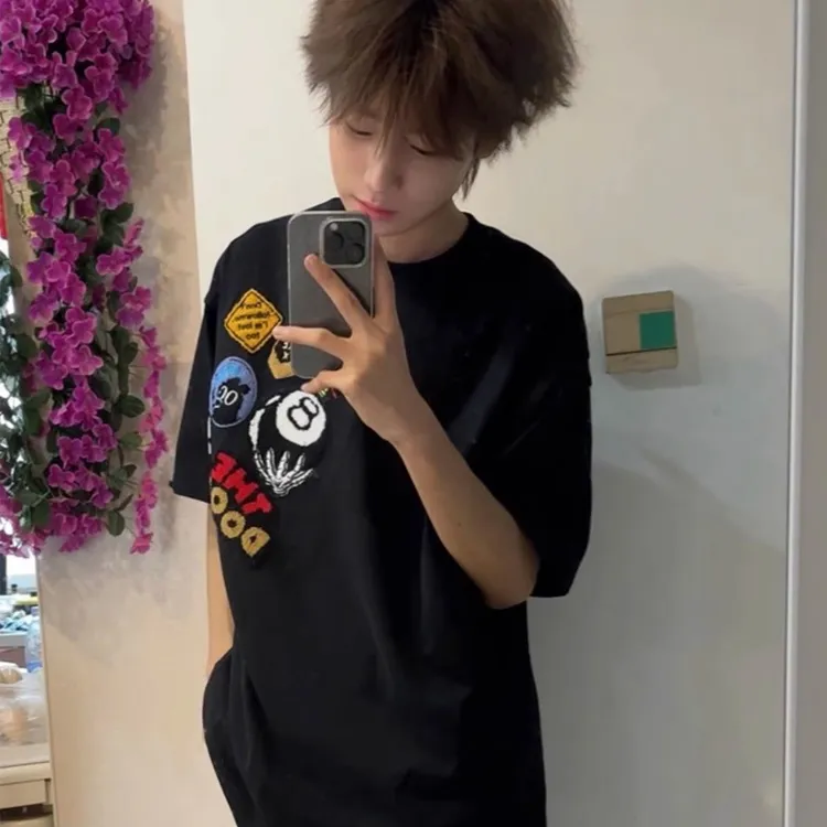 GUOZHEN Drop Shoulder Sleeve T Shirt Unisex-8