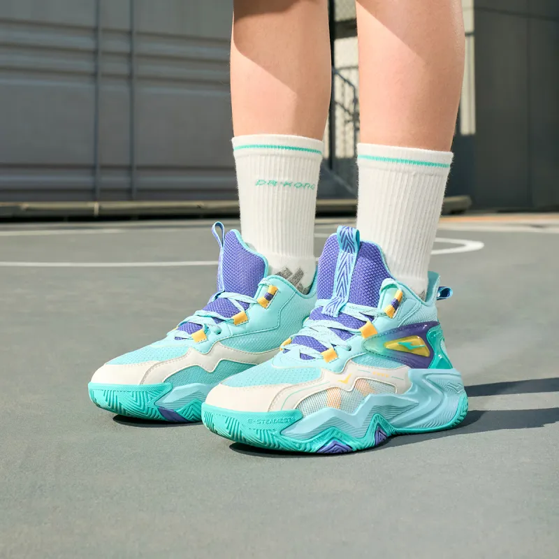 ERKE KIDS Surprise Slip Resistant Cushioning Wear Resistant Rebound High Top Basketball Shoes Blue Purple Kids'-2