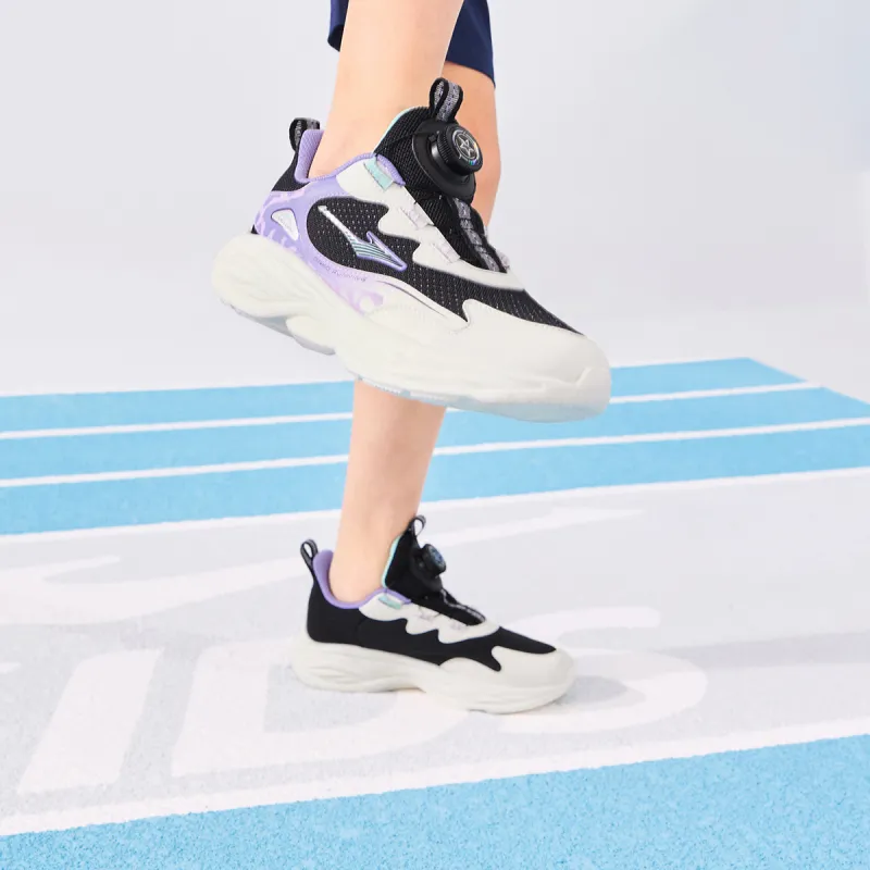 ERKE KIDS Lingyue 3 Cushioning Abrasion Resistant Breathable Slip Resistant Low Top Running Shoes Black Purple Kids'-6