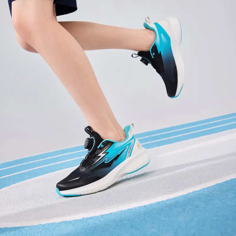 ERKE KIDS Slip-Resistant Cushioning Wear-Resistant Balance Low-Top Kids' Running Shoes Jet Black/Diving Blue Teenagers-3
