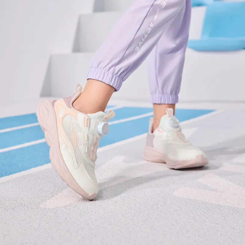 ERKE KIDS Slip Resistant Cushioning Abrasion Resistant Breathable Low Top Running Shoes White Pink Kids'-3