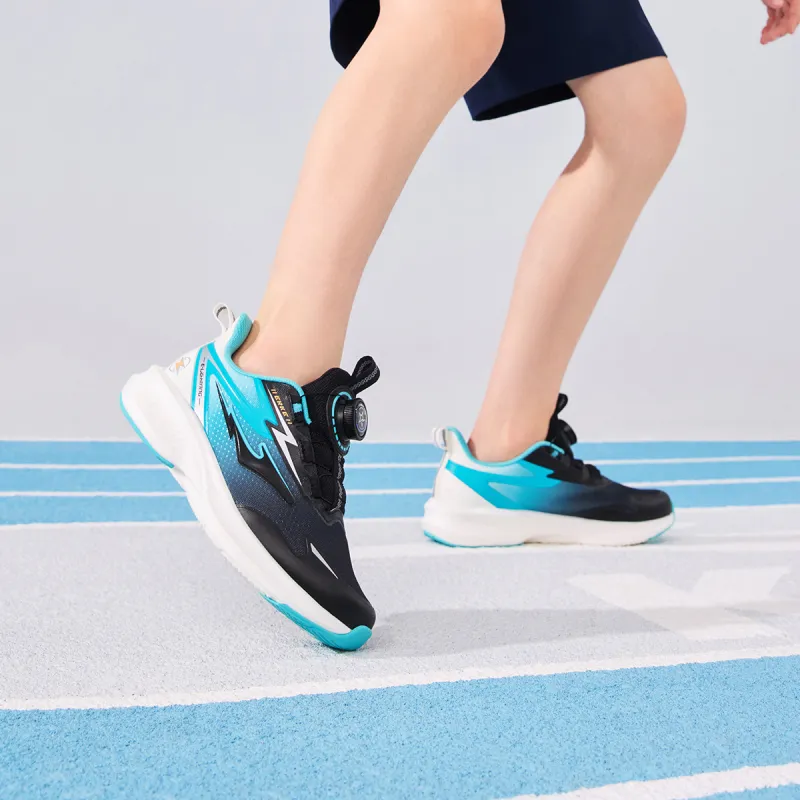 ERKE KIDS Slip-Resistant Cushioning Wear-Resistant Balance Low-Top Kids' Running Shoes Jet Black/Diving Blue Teenagers-2