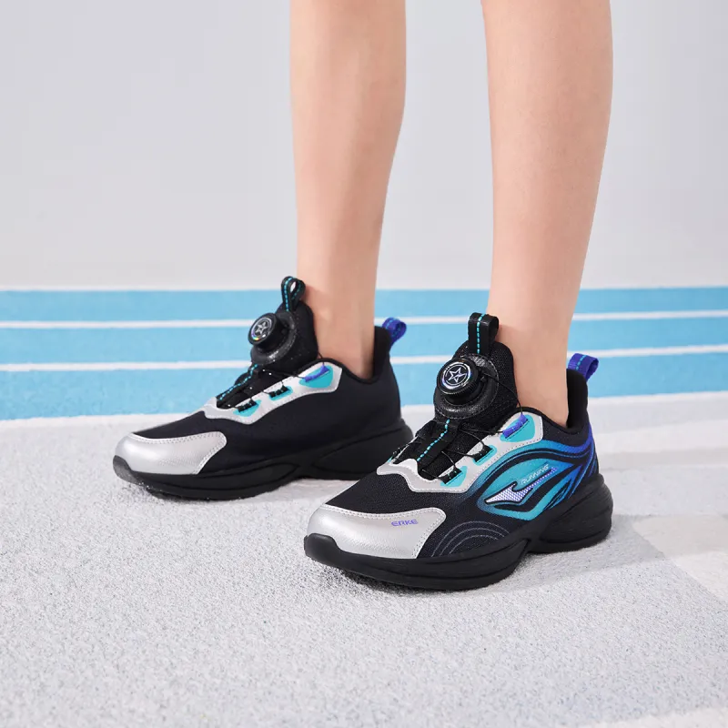 ERKE KIDS Slip-Resistant Cushioning Wear-Resistant Low-Top Kids' Running Shoes Jet Black/Digital Blue Kids'-2