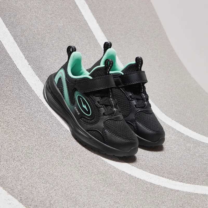 ERKE KIDS Slip-Resistant Cushioning Wear-Resistant Low-Top Kids' Running Shoes Black Cyan Kids'-2