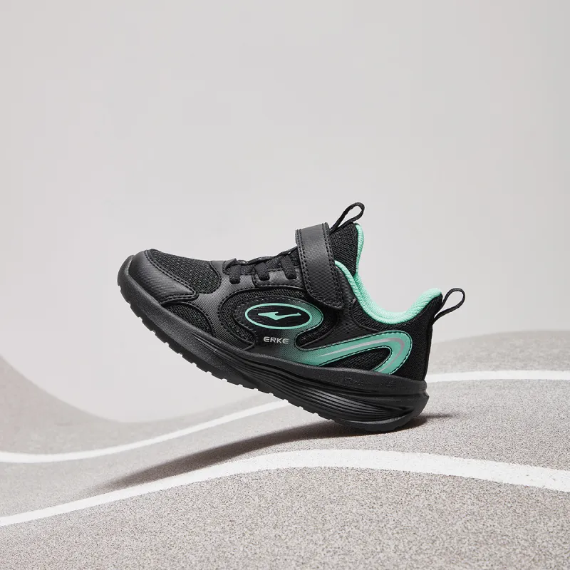 ERKE KIDS Slip-Resistant Cushioning Wear-Resistant Low-Top Kids' Running Shoes Black Cyan Kids'-5