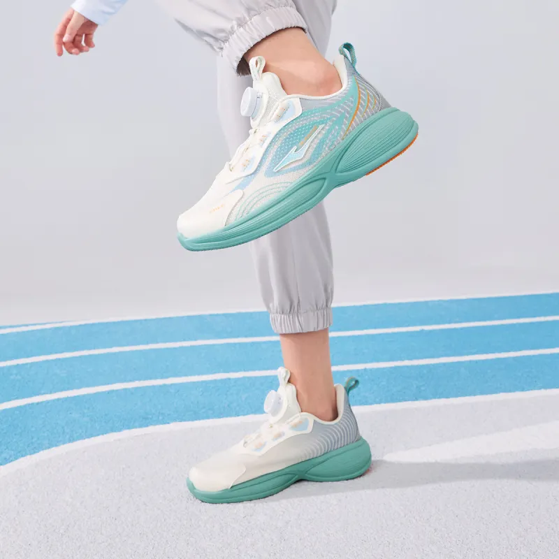 ERKE KIDS Chasing Wind 3 Slip Resistant Cushioning Abrasion Resistant Low Top Running Shoes White Green Kids'-6
