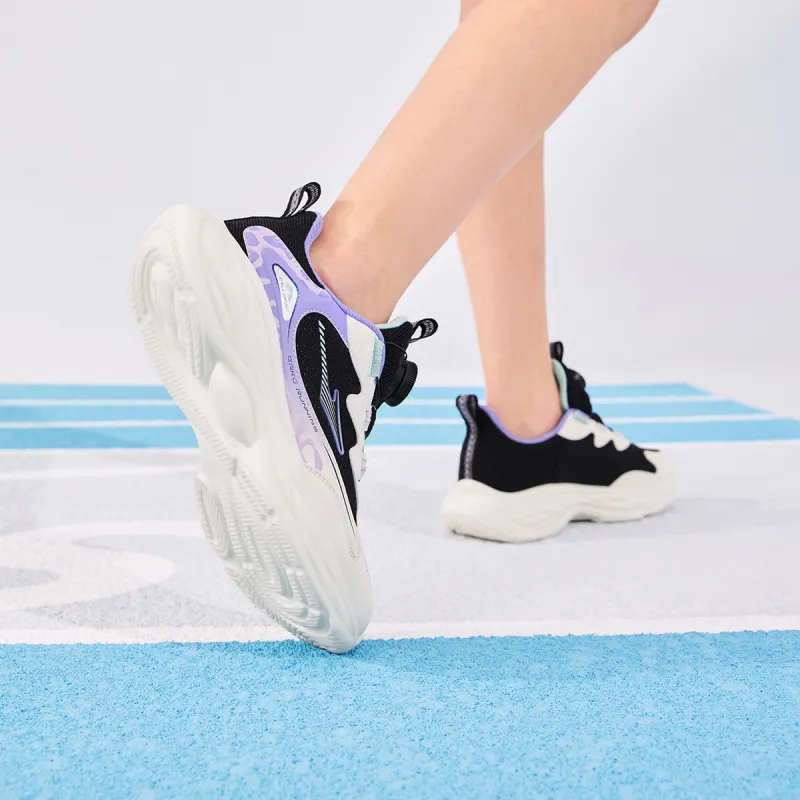 ERKE KIDS Lingyue 3 Cushioning Abrasion Resistant Breathable Slip Resistant Low Top Running Shoes Black Purple Kids'-4