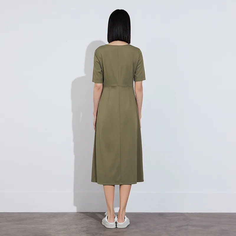 IDPAN Short Sleeved Dresses Women's Green-2