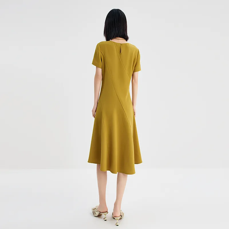 IDPAN Short Sleeved Dresses Women's Yellow-2