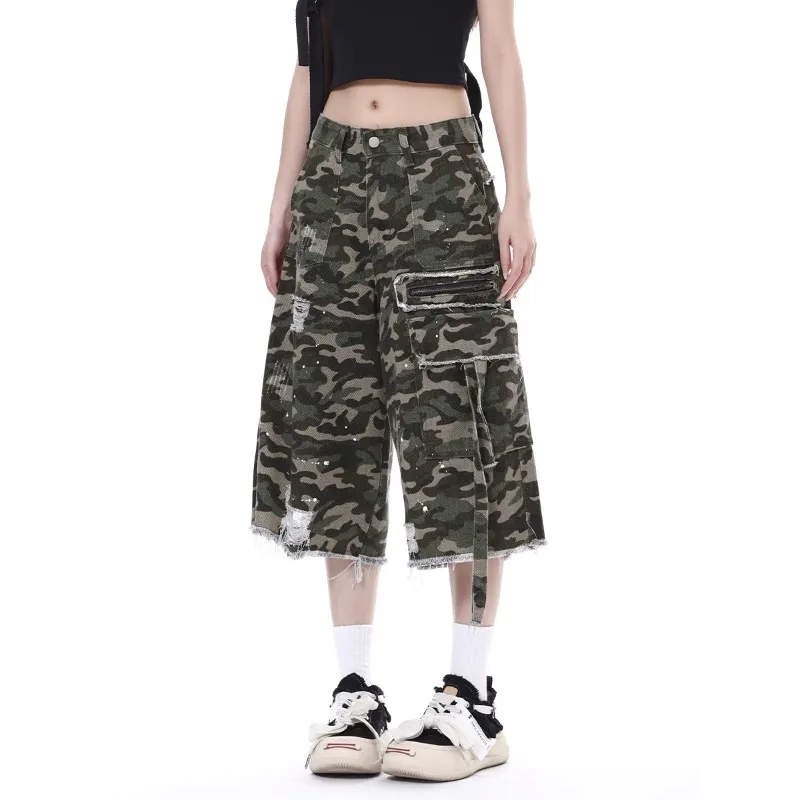 VINMUK Denim Shorts Unisex Camouflage-4