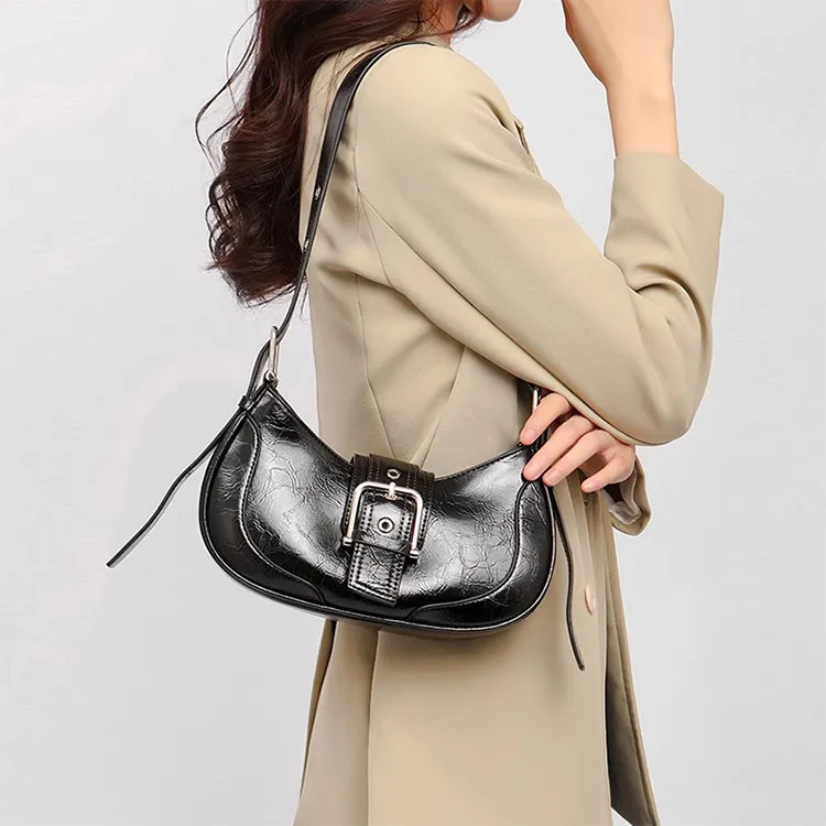Yalu PU Crescent Bag Handbag Shoulder Bag Crossbody Bag Women's White/Silver/Black-7