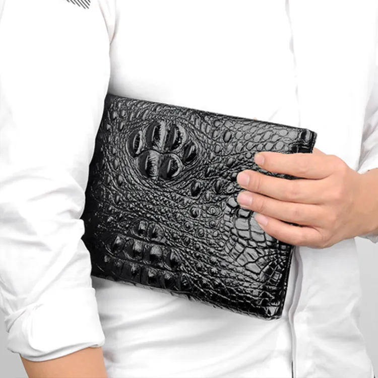 Yalu Top Grain Cow Leather Clutch Men's Black-5