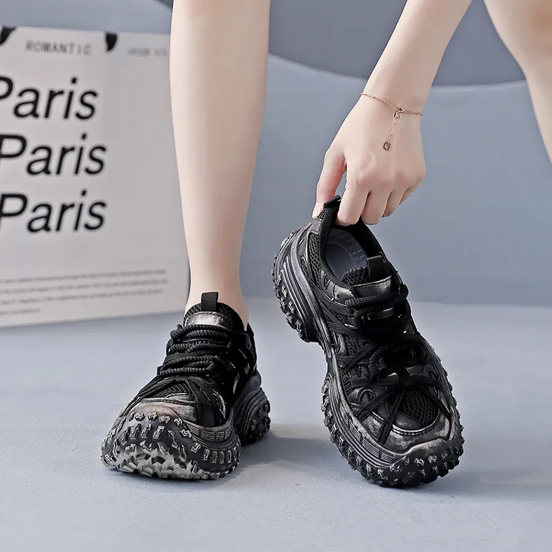 Turns By Turns Wear-Resistant Breathable Lightweight Height Increasing Low-Top Chunky Sneakers Unisex-2