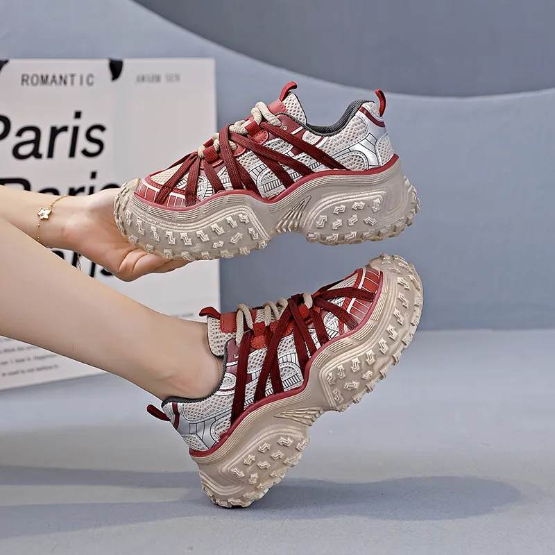 Turns By Turns Wear-Resistant Breathable Lightweight Height Increasing Low-Top Chunky Sneakers Unisex-7