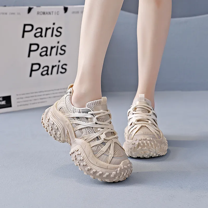 Turns By Turns Wear-Resistant Breathable Lightweight Height Increasing Low-Top Chunky Sneakers Unisex-9