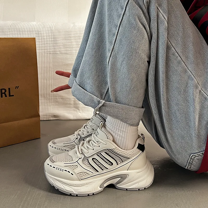 Turns By Turns Slip Resistant, Abrasion Resistant, Breathable, Height Increasing Low Top Chunky Sneakers Unisex-9