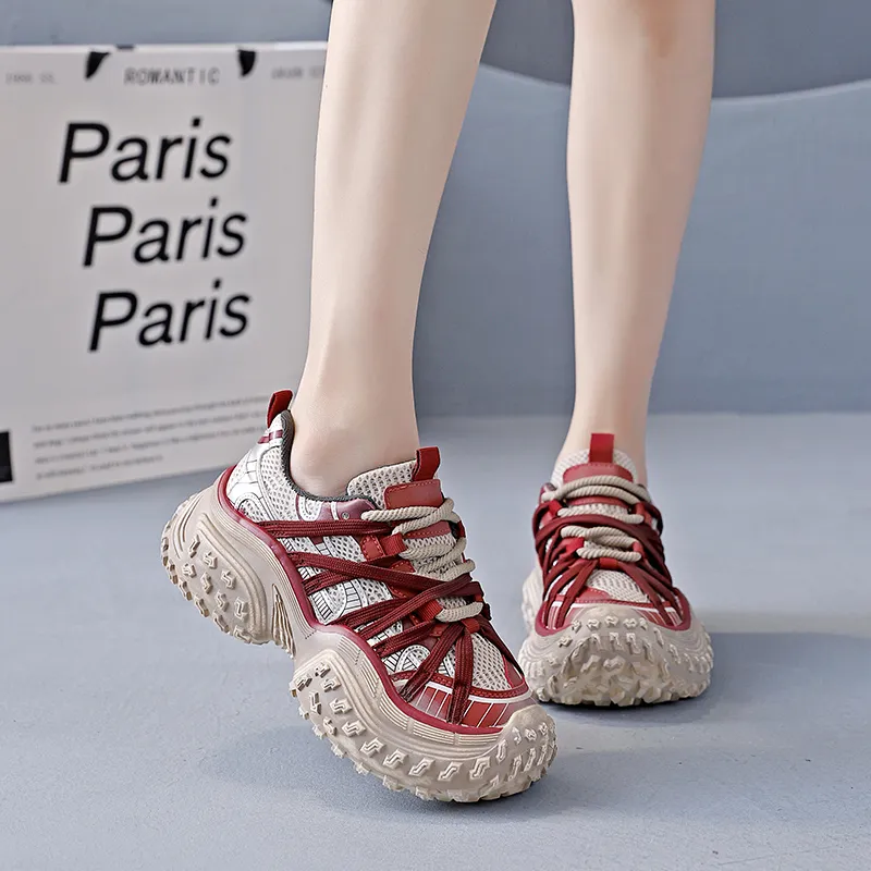 Turns By Turns Wear-Resistant Breathable Lightweight Height Increasing Low-Top Chunky Sneakers Unisex-5
