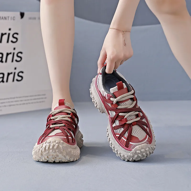 Turns By Turns Wear-Resistant Breathable Lightweight Height Increasing Low-Top Chunky Sneakers Unisex-6
