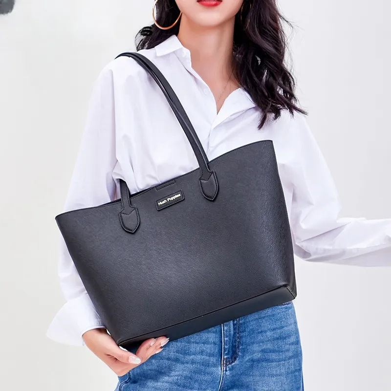 Hush Puppies Cow Leather Handbag Regular Women's Elegant Black-3