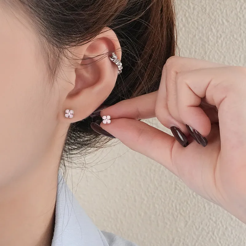 TAOHUAZHAOZHAO S 999 Fine Silver Stud Earrings Women's-1
