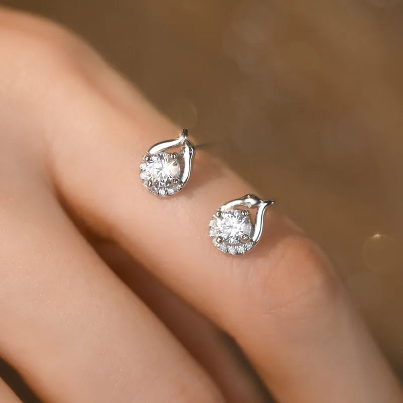 TAOHUAZHAOZHAO S 999 Fine Silver Stud Earrings Women's-3