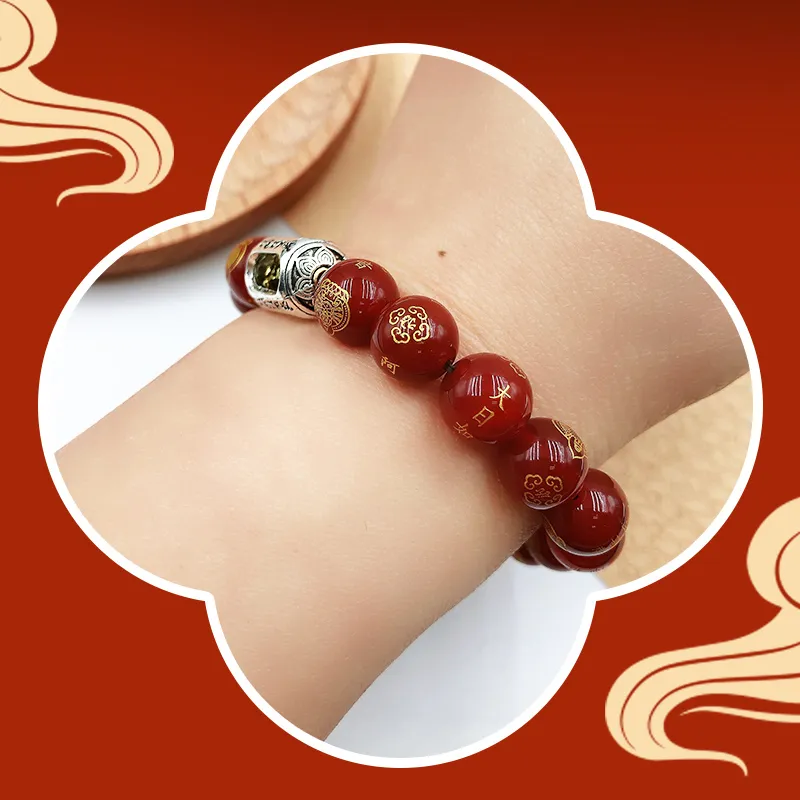 TAOHUAZHAOZHAO Agate Bracelets Unisex-2