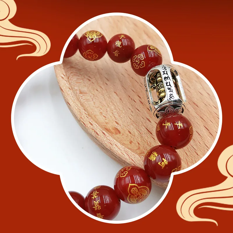 TAOHUAZHAOZHAO Agate Bracelets Unisex-3