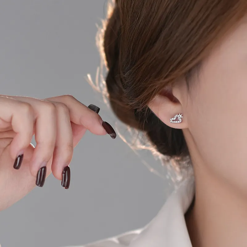 TAOHUAZHAOZHAO 999 Fine Silver Stud Earrings Women's-2