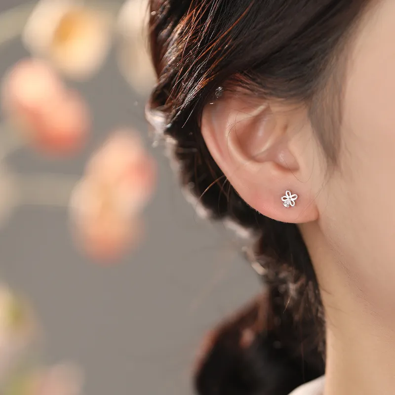 TAOHUAZHAOZHAO 999 Fine Silver Stud Earrings Women's-2