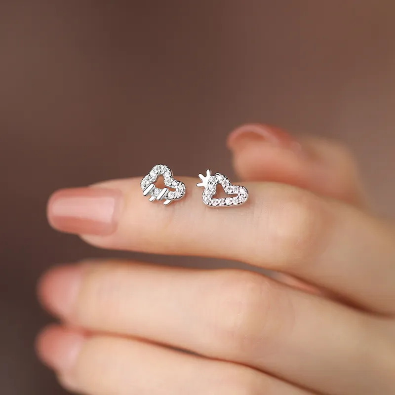 TAOHUAZHAOZHAO 999 Fine Silver Stud Earrings Women's-3